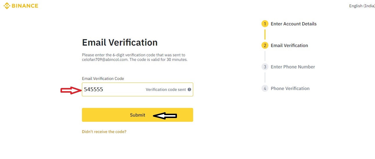 Binance Email Verification